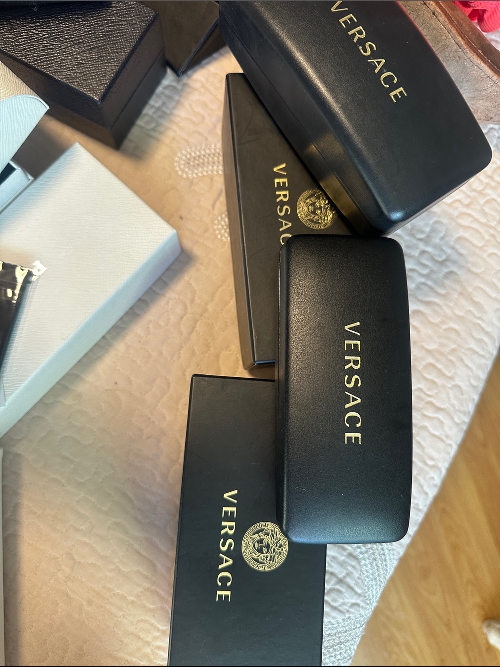 Versace Black Sunglasses Case with Gold Logo